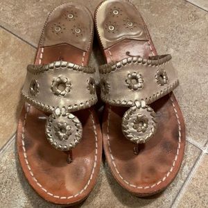 Jack Rogers sandals in a brushed gold, size 7
